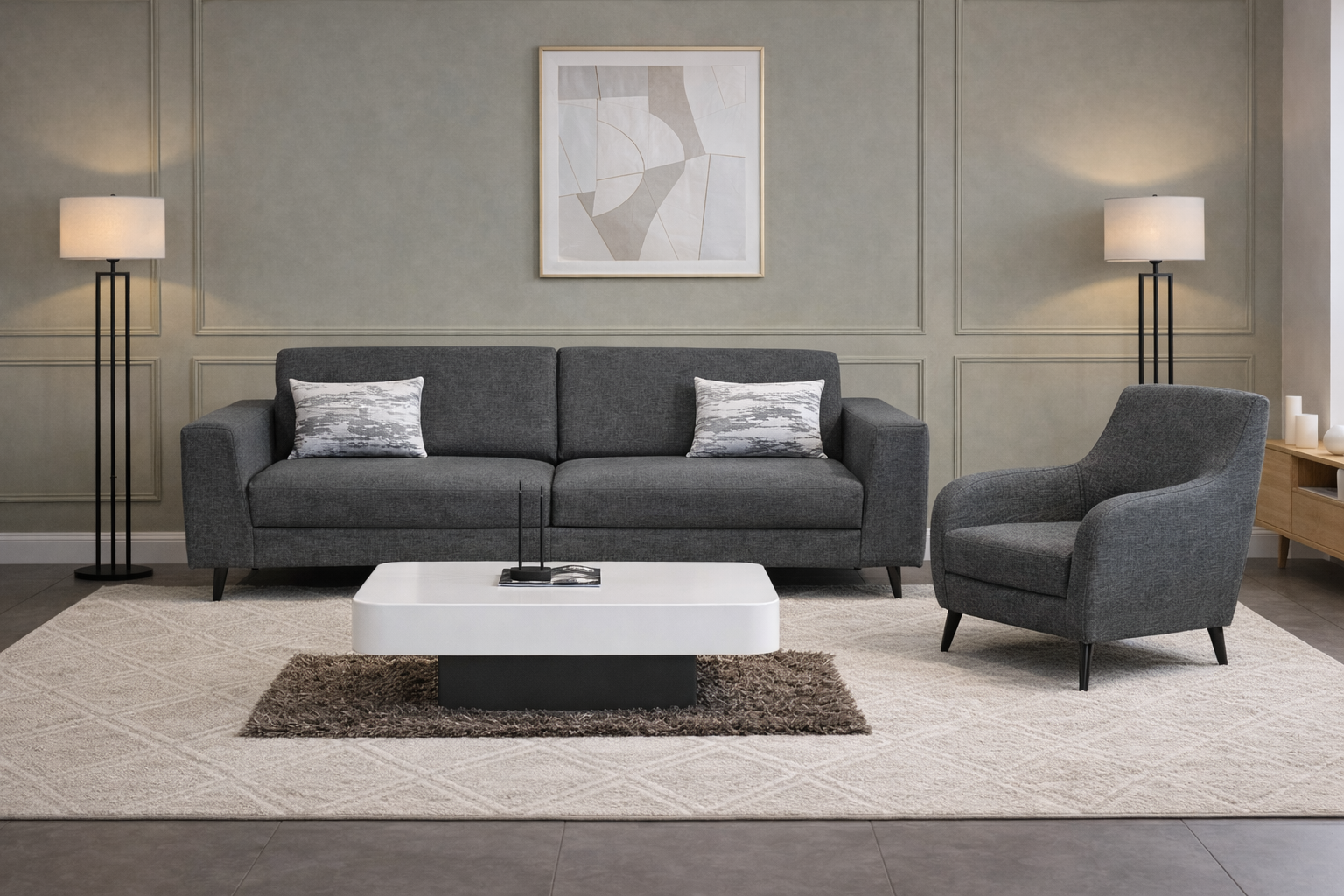 Canapé + Fauteuil de face